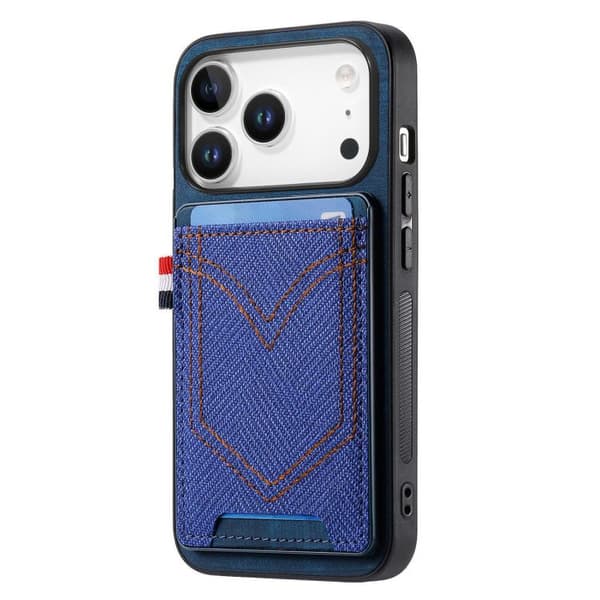 iPhone 17 Pro Max Skal - denimtextur med kortfack Blå
