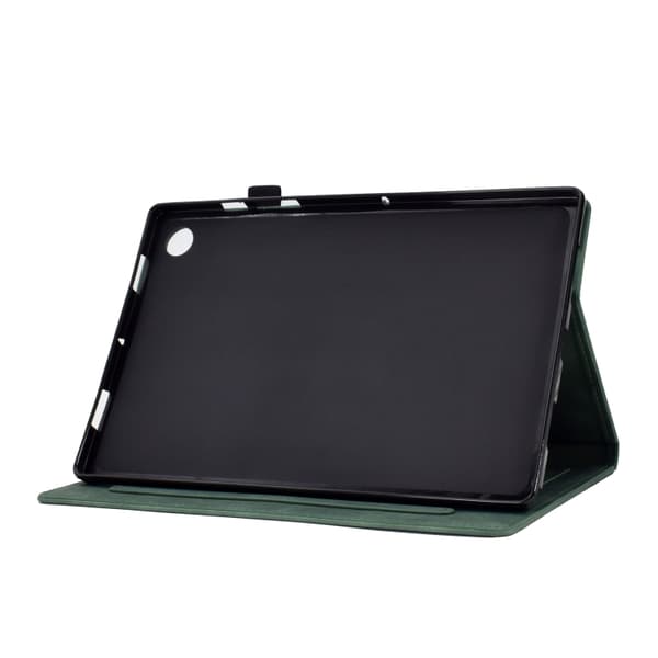 Samsung Galaxy Tab A9 / A11 Prägad Smile Flip Smart Läderfodral Grön