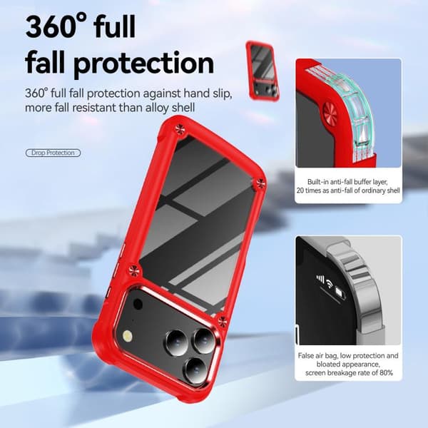 iPhone 18 Pro Max / iPhone 17 Pro Max Skal med TPU + PC Linsskydd Röd
