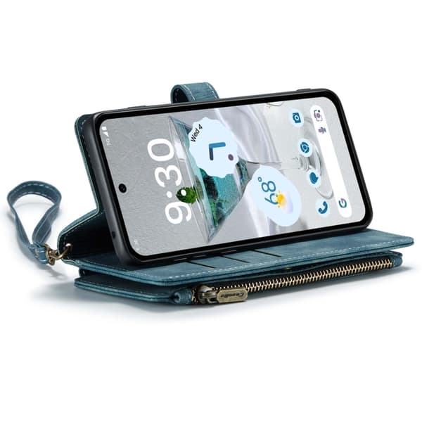 för Pixel 8a Skal CaseMe C30 Multifunktionellt Läderfodral Blå