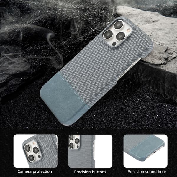 iPhone 16 Pro Max Skal PU med Stötabsorberande Stygning Blå