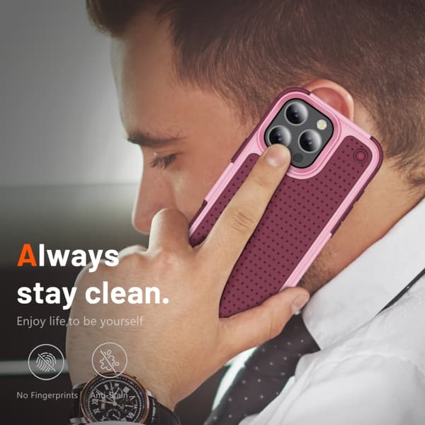 iPhone 16 Pro Max Skal - PC + TPU Stötsäker Skyddande Mobilskal Rosa och mörkröd