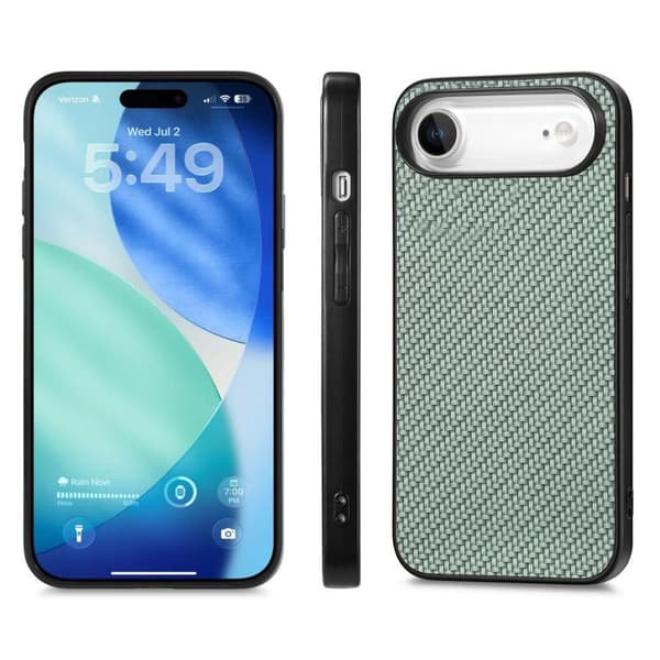 iPhone 17 Air Skal - Kolfibertextur och Läder Grön