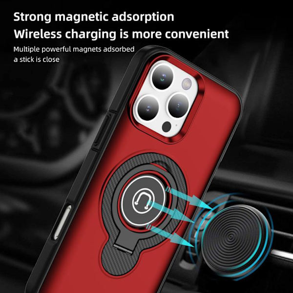 iPhone 16 Pro Max Ring Holder Magnetisk Skal Röd