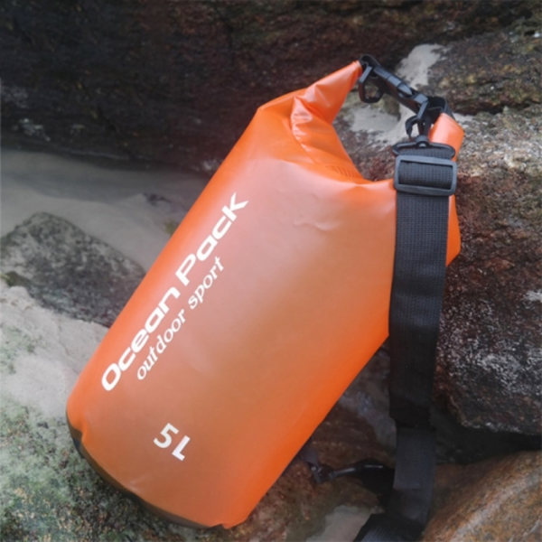 Vattentät enkel axelväska torr väska PVC tunnväska, kapacitet: 5L Orange