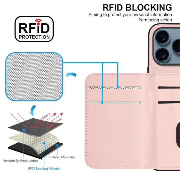 iPhone 18 Pro / iPhone 17 Pro Skal med Rhombisk Textur och Lång Lanyard Roséguld