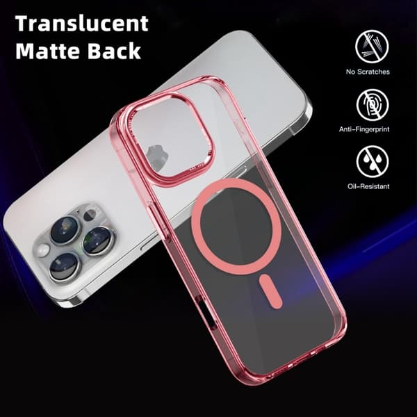 iPhone 16 Pro Max Skal - Ice Color Magnetisk Serie Magsafe Hybrid PC TPU Telefon Skal Rosa