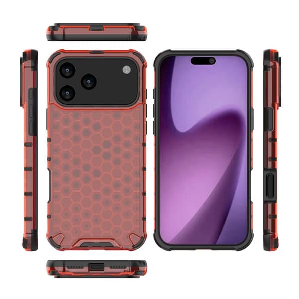 iPhone 18 Pro Max / iPhone 17 Pro Max Skal med Honungskombination och Stötskydd Röd