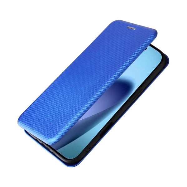 iPhone 17 Air Skal läderfodral - kolfibertextur Blå