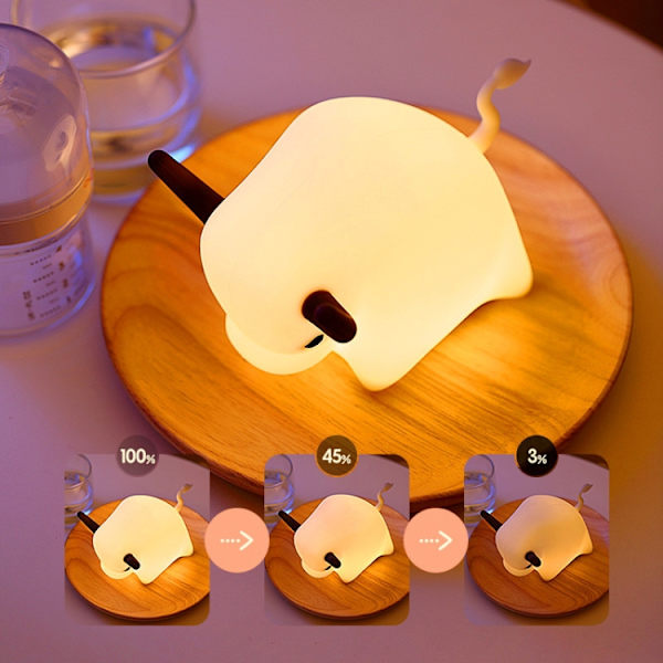 BD-NL-11 Ko Silikonlampa USB Dimbar Nattlampa Barn Sänglampa Timing Sovande Ljus(Gult Ljus)