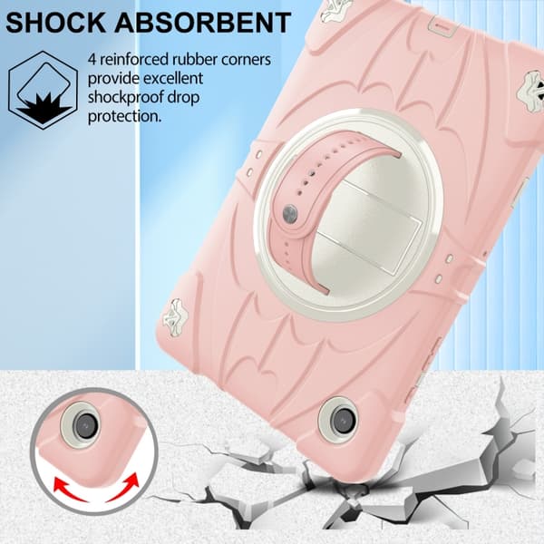 Samsung Galaxy Tab A8 Bat Hand Grip Ställning Tabletfodral Rosa Vit