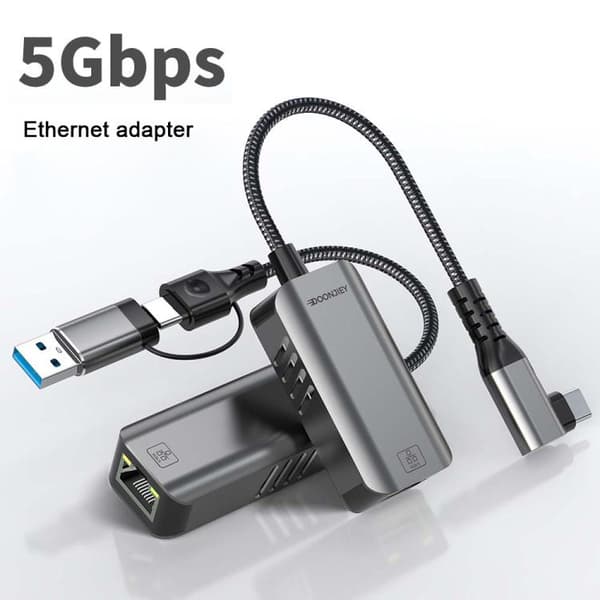 USB-C / Typ-C Elbow till RJ45 Aluminiumlegering Ethernet Hub Adapter (Silver)