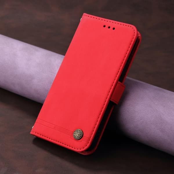 iPhone 17 Air Skal läderfodral - Livets Träd Design Röd