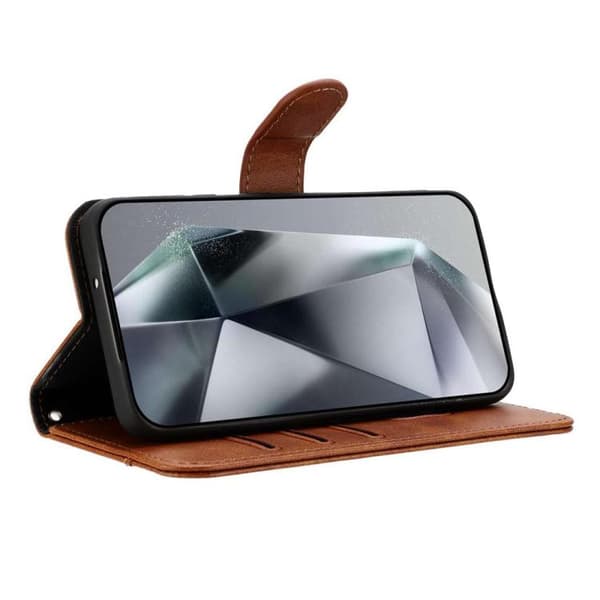 iPhone 18 Pro Max / iPhone 17 Pro Max Skal läderfodral - dubbelvikt S-form Brun