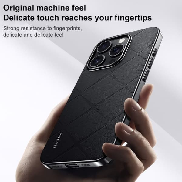 iPhone 16 Pro Max Fodral Platt Läder - Hållbar Skal för iPhone 16 Pro Max Vit