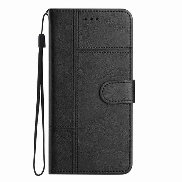 iPhone 18 Pro Max / iPhone 17 Pro Max Skal läderfodral - äkta läder med sömmar Svart