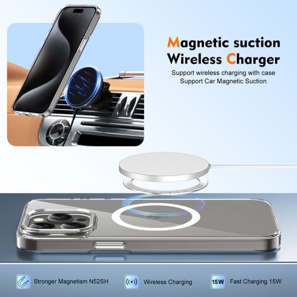 iPhone 16 Pro Max Ice Feel HD Transparent MagSafe PC Full Coverage Skal Vit