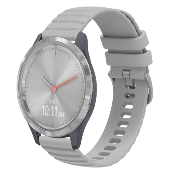 För Garmin Vivomove 3S 18 mm vågigt prickigt enfärgat watch Gray