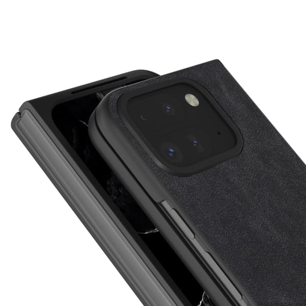 för Pixel 9 Pro Fold - Full Coverage Skal i Svart PU Läder Svart