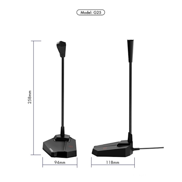 Yanmai G25 USB Högkänslig Mikrofon RGB Gaming Svanhals Bordsmikrofon