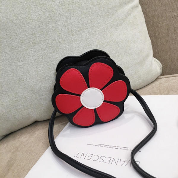 Mini Messenger Bag Söt Blommig Barn Små Myntväskor Barn Handväskor Axelväskor Röd
