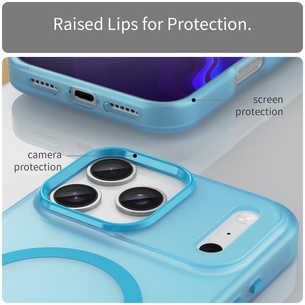 iPhone 18 Pro Max / iPhone 17 Pro Max Skal - Frostad Genomskinlig TPU + PC med Full Täckning Blå