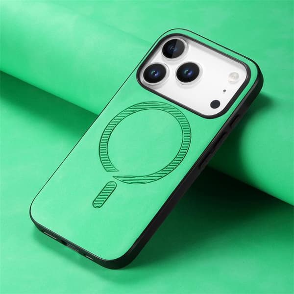 iPhone 18 Pro / iPhone 17 Pro Skal - Solid Färg Retro Magsafe PU Grön