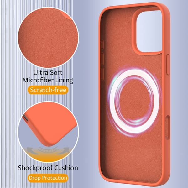 iPhone 16 Pro Max Shockproof Silikon Magsafe Skal Guldorange