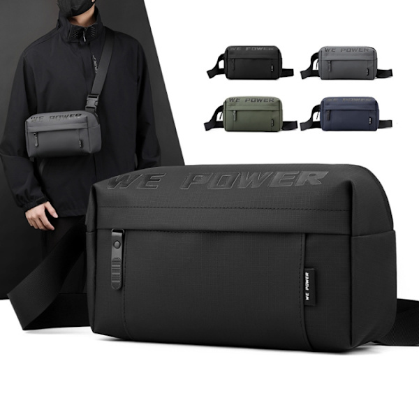 WEPOWER Herr Casual Enkelsidig Axel Crossbody Väska Funktionell Stil Bröstväska Grå