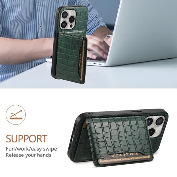 iPhone 16 Pro Max Crocodile Textur Skal Design med Full Täckning Grön