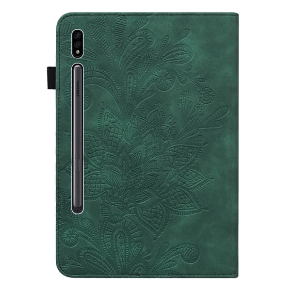 Samsung Galaxy Tab S8 Läderfodral med Blommönster Grön
