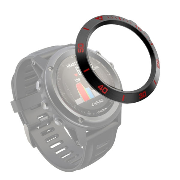 För Garmin Fenix ​​3/3 HR Smart Watch Steel Bezel Ring, A Version Black Ring Red Letter