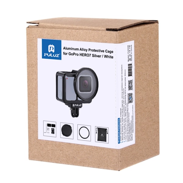 Hölje Skyddande fodral CNC Aluminiumlegering Skyddande bur med försäkringsram och 52 mm UV-objektiv för GoPro HERO7 Silver /7 White