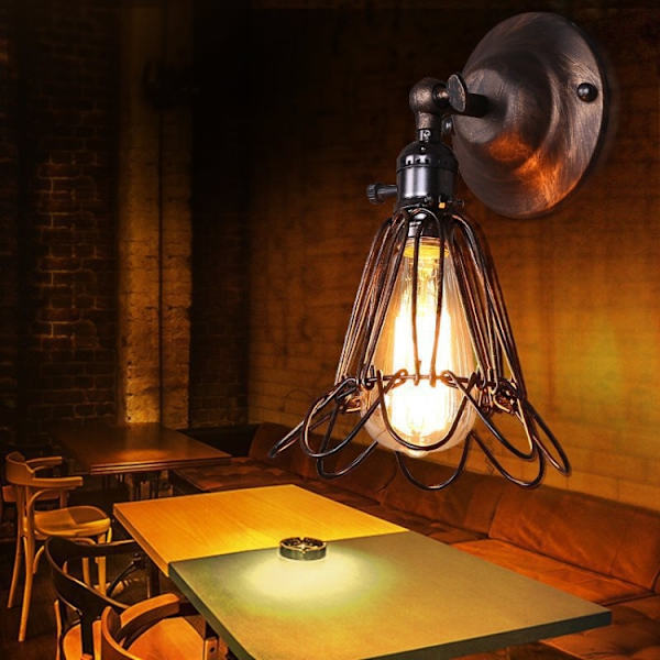 Retro vägglampa i smidesjärn med Edison 4W LED