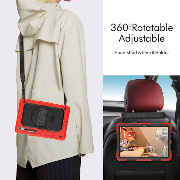 Samsung Galaxy Tab S8/S7 Silikon + PC Tabletfodral Röd+Svart