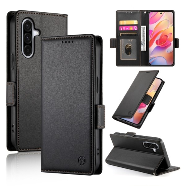 Samsung Galaxy A26 5G Skal med Magnetisk Frostad Läder och Sidobuckle Svart