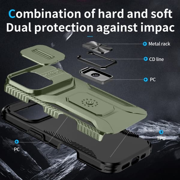iPhone 16 Pro Sliding Camshield Skal - Skydda Din Telefon Med Stil Alpingrön