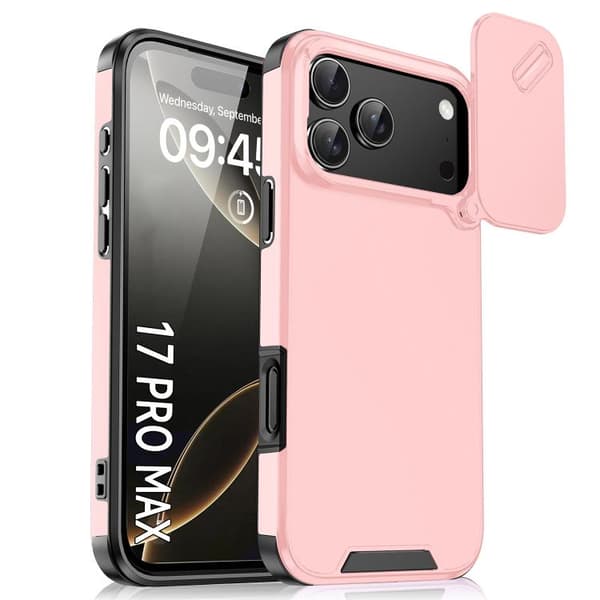 iPhone 18 Pro / iPhone 17 Pro Skal med Sliding Camshield TPU + PC Rosa