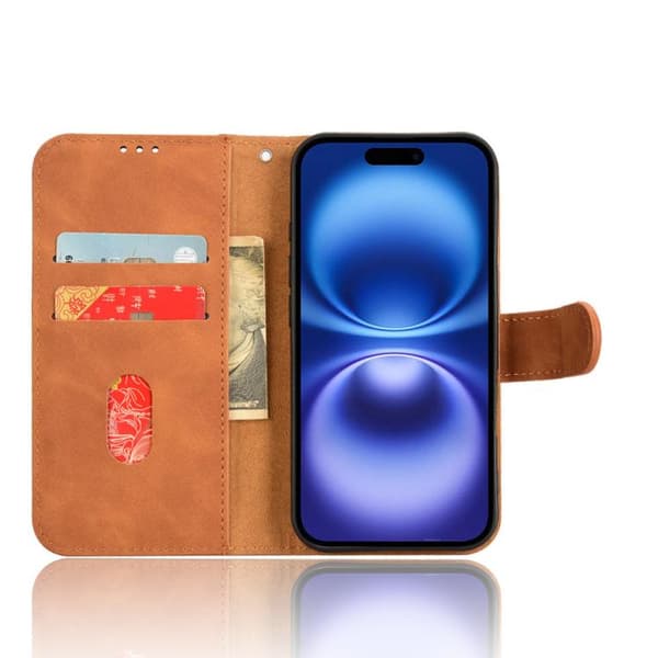 iPhone 17 Skal läderfodral med magnetisk flip Brun