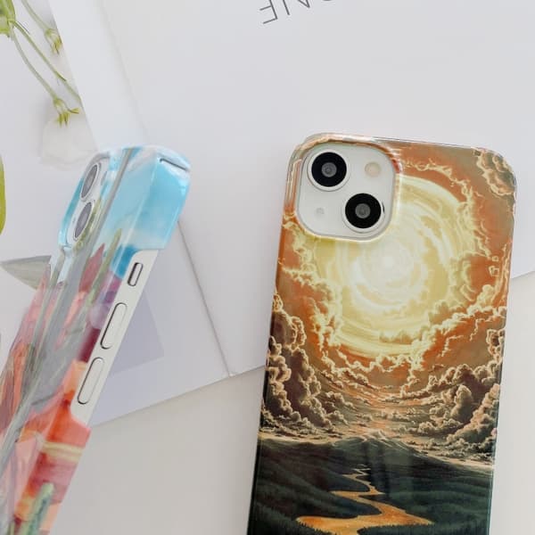 iPhone 16 Pro Max Varnish Vattentålig Stick PC Skal Stor krysantemum