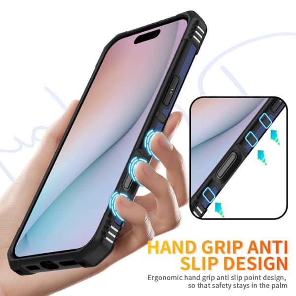 iPhone 16 Pro Max Ring Holder Skal - Elegant och Praktisk Skydd för Din Telefon Blå