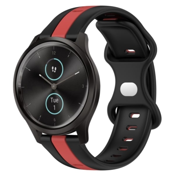 För Garmin Garminmove Style 20 mm Butterfly Spänne Tvåfärgad watch Black-Red