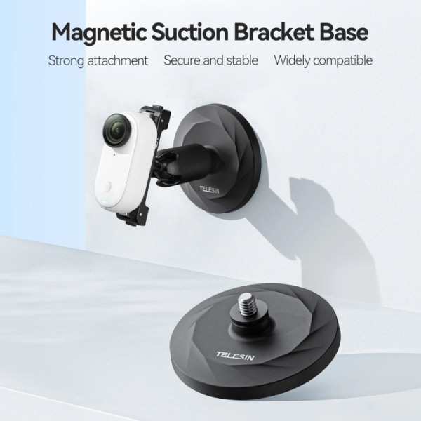 TELESIN Magnetisk Bas Med 1/4 Tums Gränssnitt för DJI Pocket 3 / Insta360 Kamera & Smartphones Med Sugkopp Bas Set