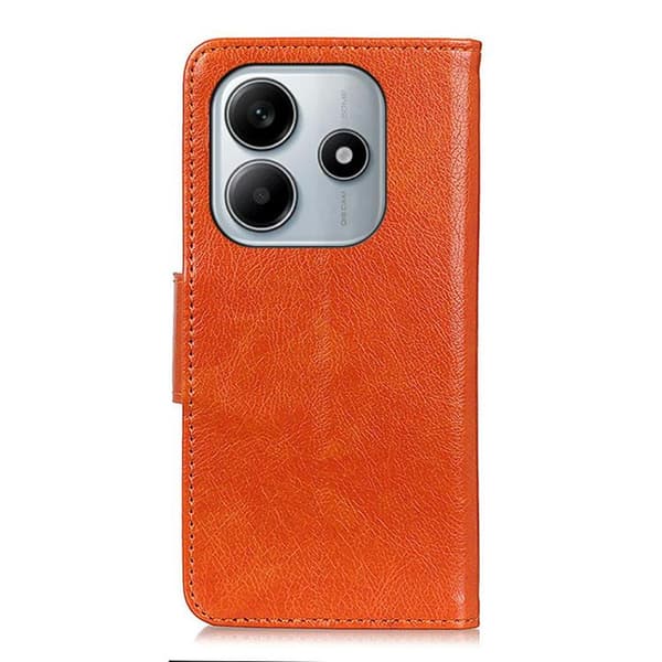 Redmi Note 14 4G - Horisontell Flip Läderfodral med Nappa-textur Orange