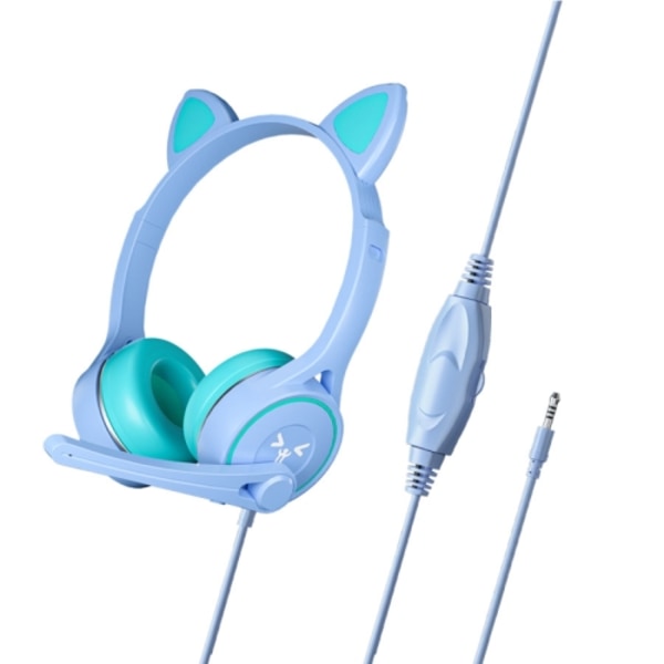 Soyto SY-G30 Cat Ear Computer Headset, Style: Icke-ljusversion Ljusblå