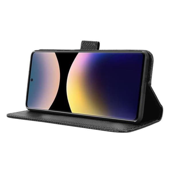 Redmi Note 14 Pro 4G - Diamanttexturerat Läderfodral Svart