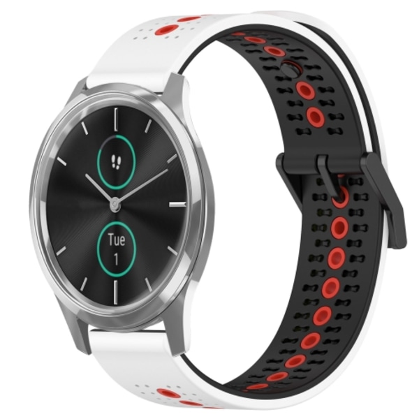 För Garminmove Luxe 20mm Tricolor Andningsbart watch White-Black-Red