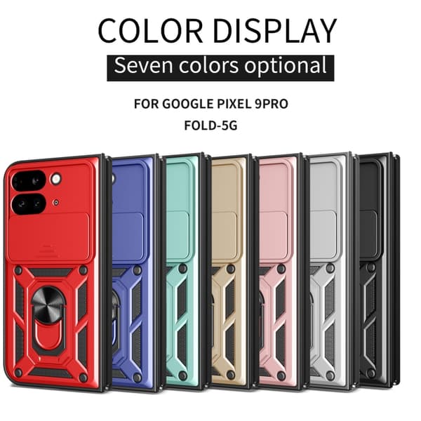 för Pixel 9 Pro Fold Skal med Glidande Kameraskydd - TPU+PC Design Blå