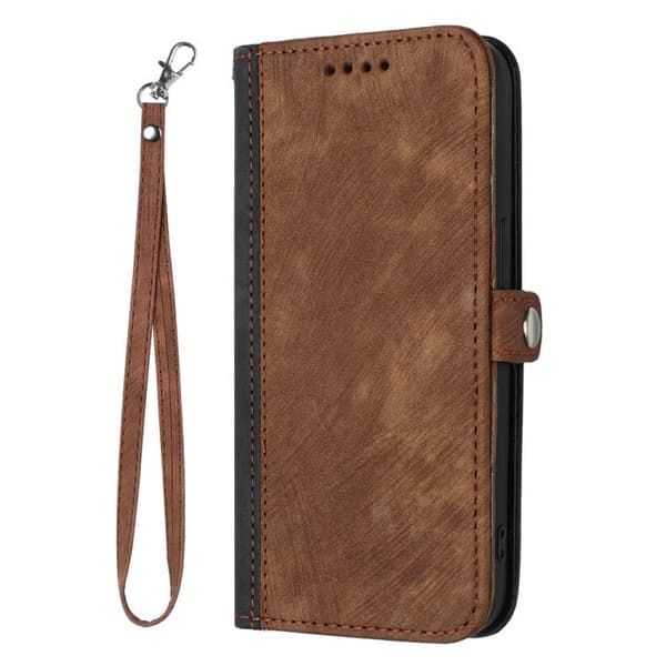 Redmi Note 14 Pro 4G - Sidobuckle Dubbelvikts Handrem Läder fodral Brun