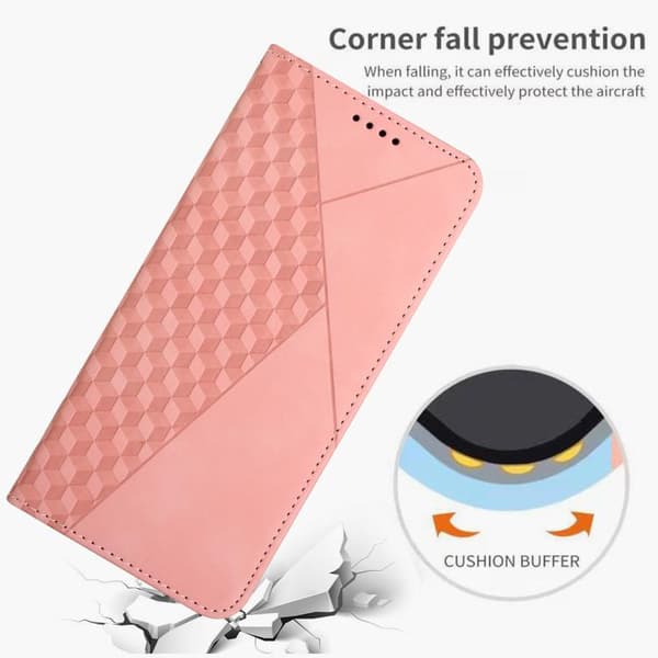 iPhone 18 Pro / iPhone 17 Pro Skal läderfodral - diamantsplicing med magnetisk känsla Roséguld